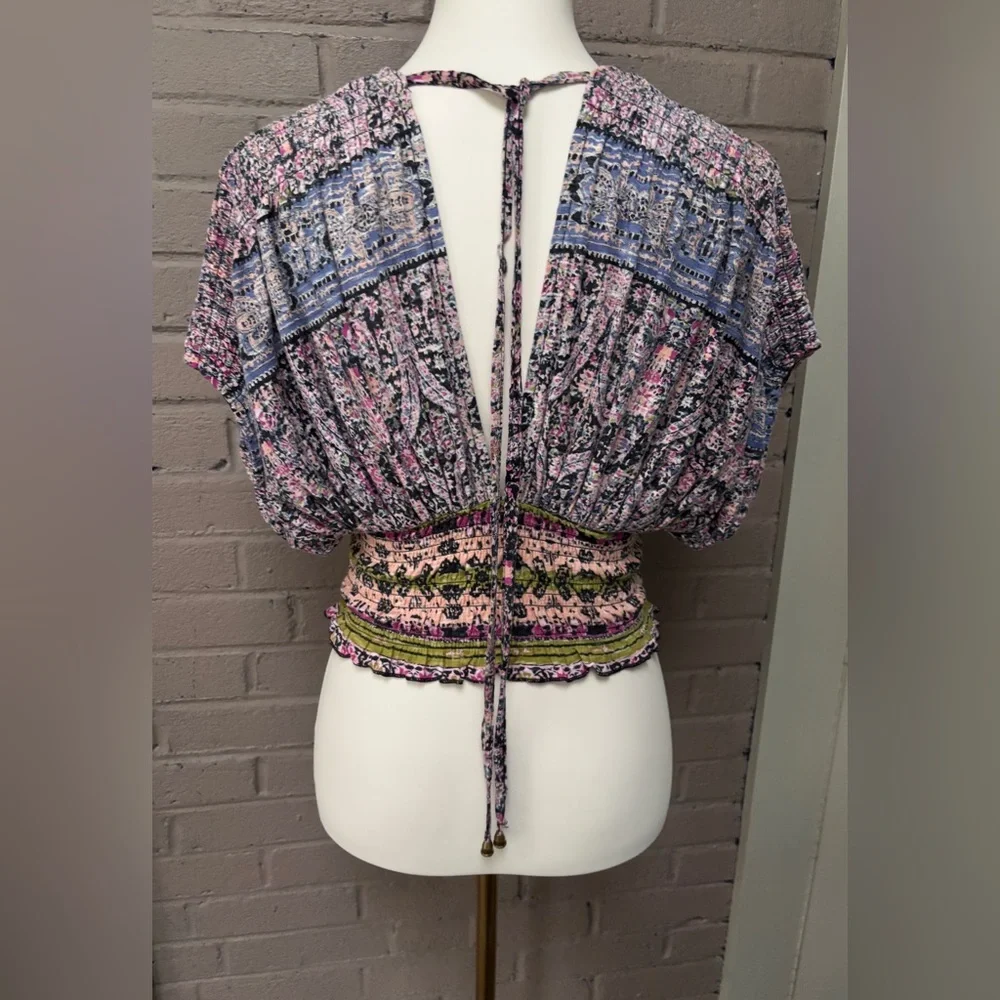 Free People NWT Multicolor Patterned Bohemian top